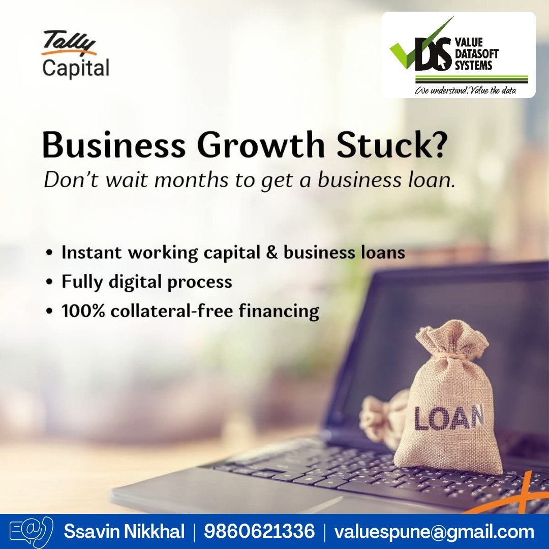 ValuesDatasoft's tweet image. 🚀 Don’t let cash flow stop your business growth. 
 Get instant loans &amp;amp; working capital with TallyCapital’s fully digital, collateral-free process. 

 Apply now and grow faster. 
Know more - tallycapital.tallysolutions.com 

 #BusinessLoan #MSMEFinance #TallyCapital