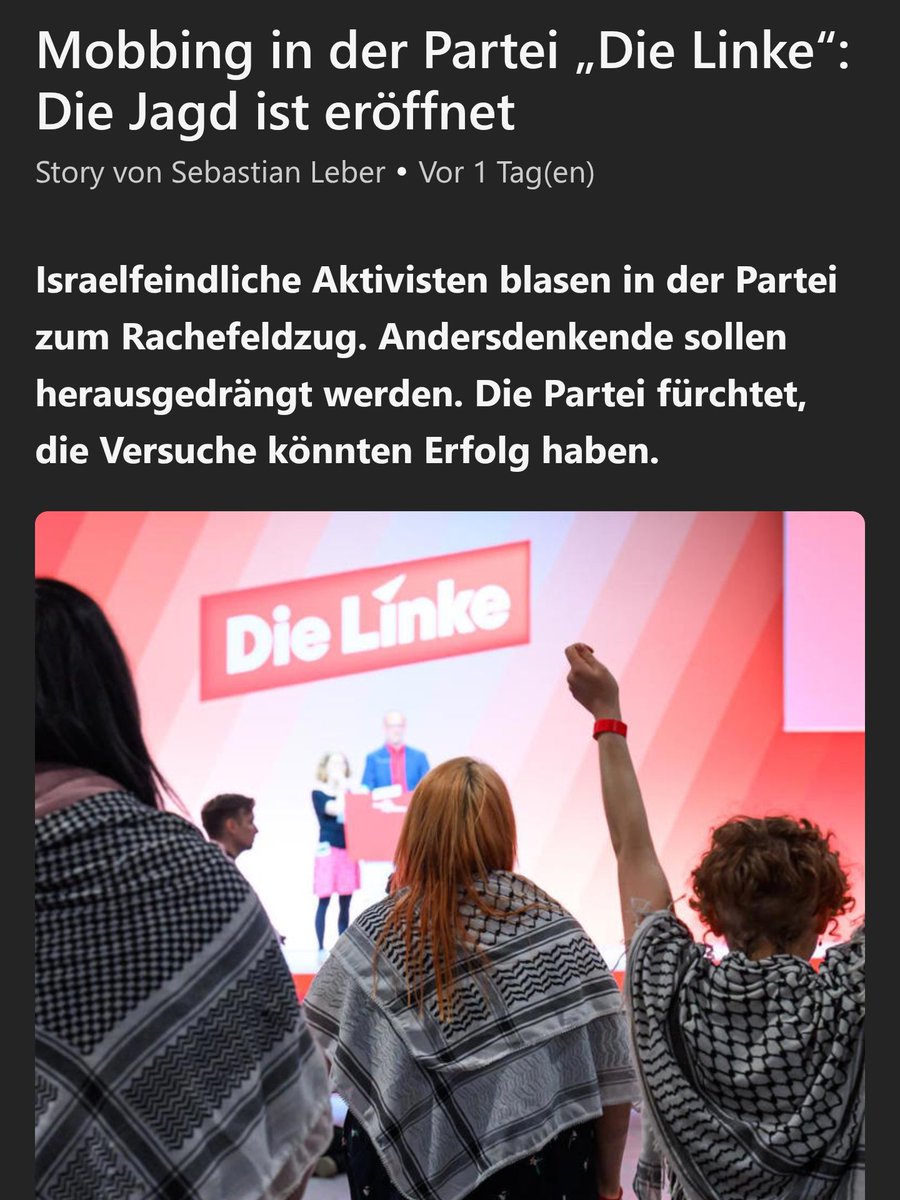 Was zum Fick bin ich lesend? Was bei der Linksjugend solid abgeht, ist komplett psychopathische Scheiße. 

"Beim Bundeskongress des parteinahen Jugendverbandes „Linksjugend [’solid]“ wurden Mitglieder, die sich in der Vergangenheit nicht radikal genug gegen den Staat Israel
