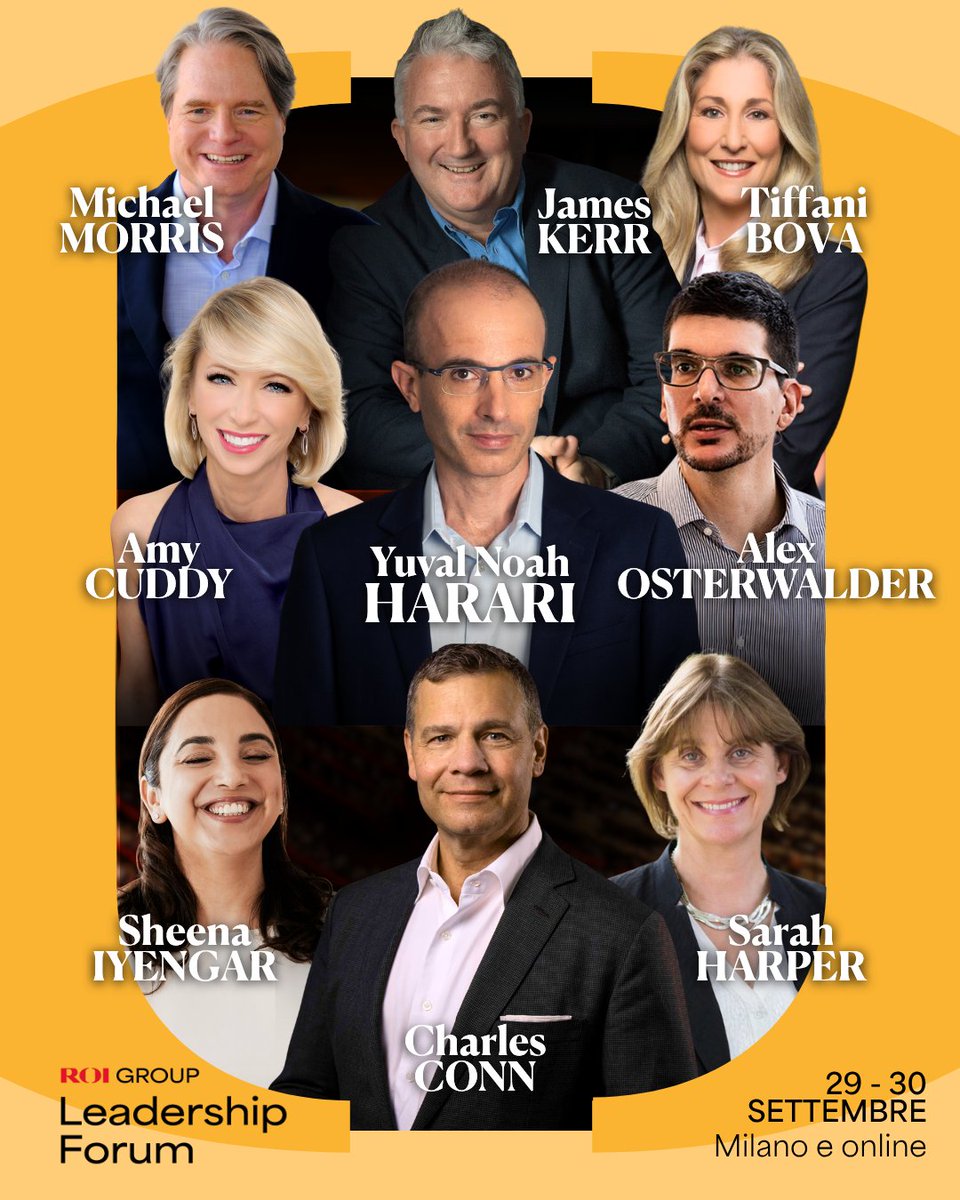 💡 Yuval Noah Harari, Amy Cuddy, Alex Osterwalder, James Kerr, Sheena Iyengar:

dopo la grande edizione del #LeadershipForum appena trascorsa, ecco alcuni tra gli speaker che saliranno sul palco dell’edizione 2026!

Un nuovo appuntamento imperdibile per confrontarsi, insieme ai