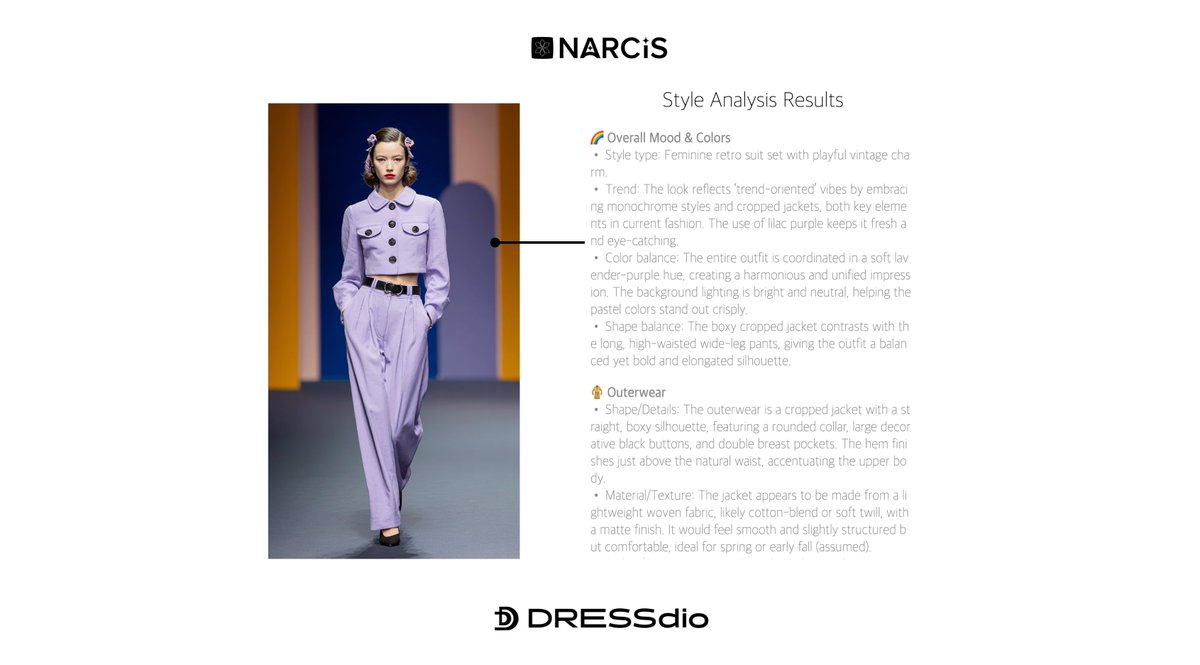 dressdio_global's tweet photo. OOTD + data = smarter styling ๐โจ
NARCIS explains why the outfit works โ or doesnโt.
Level-up your fashion.
๐ https://t.co/DjDBpGZIHE
๐ Lookbook: https://t.co/8dBp5cjOQx
#NARCIS #StyleReport #FashionAI #OOTDCheck #SmartFashion https://t.co/QtgbNYBQnM