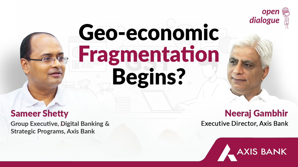 AxisBank's tweet image. Is the era of globalization ending? Or simply being rewritten?
This episode on Open Dialogue by Axis Bank dives deep into how geo-economic fragmentation is rewriting the rules of world trade.

youtu.be/RvgdbORUAcA

#Globalization #OpenDialogue