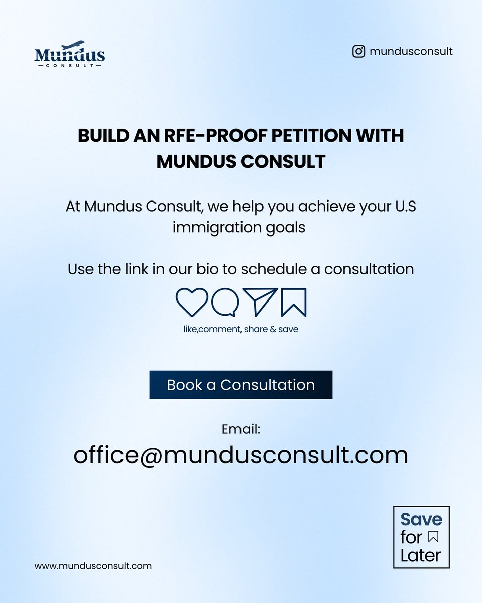 mundus_consults's tweet photo. Your evidence may be strong💪
But if your presentation isn’t🚫
USCIS will find the gaps💯
Learn the patterns‼️
Protect your petition✅
#MundusConsult #eb1a #ImmigrationTips #uscisupdate #USimmigration #immigrationsupport https://t.co/swdXhlpwD4