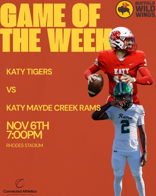 Friday night lights shine bright in Katy 🌟

 <a href="/Katyfootball/">Katy Football</a> Tigers vs Rams, rivalry, pride, and big-time energy 🏈

Fuel up before kickoff &amp; celebrate after the dub at <a href="/BWWings/">Buffalo Wild Wings</a> 🍗🐅

#ConnectedAthletics #BWWGameOfTheWeek #TigerNation <a href="/KABCBooster/">Katy Athletic Booster Club</a> <a href="/KatyHighSchool/">Katy High School</a>