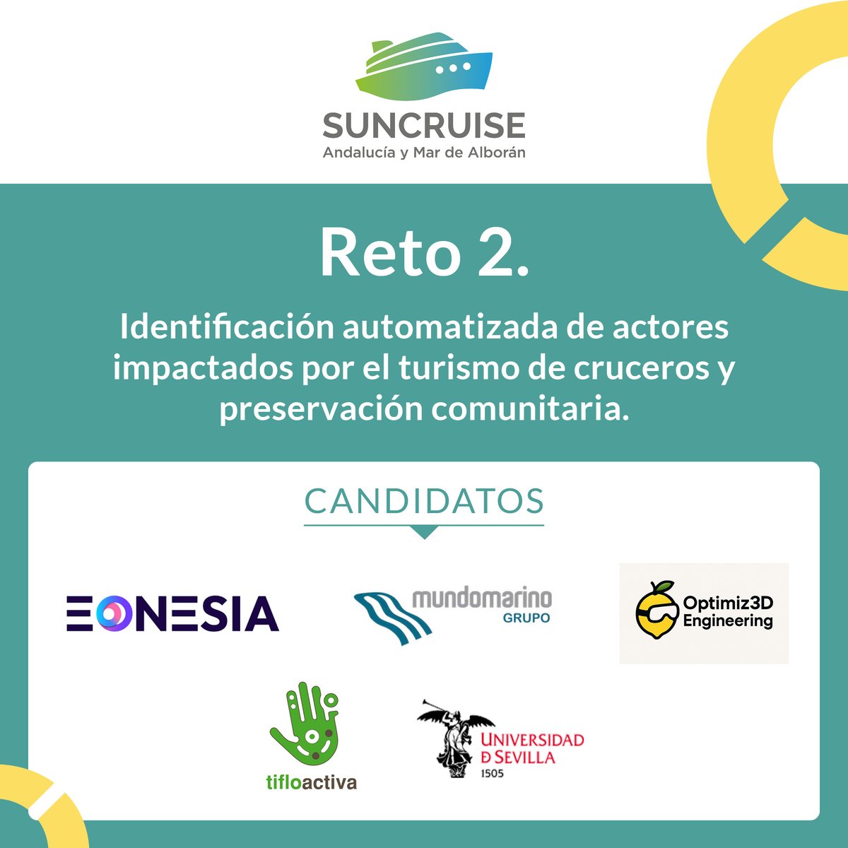 Se cierra la convocatoria del #OpenInnovationChallenge 2025 🚀

11 empresas presentan soluciones a los retos de:

Relación puerto-ciudad – <a href="/PuertoAlgeciras/">Puerto de Algeciras</a>
Turismo de cruceros sostenible – @SuncruiseAnd
Iniciativa en colaboración con @espacio_res 💡

suncruiseopeninnovation.com