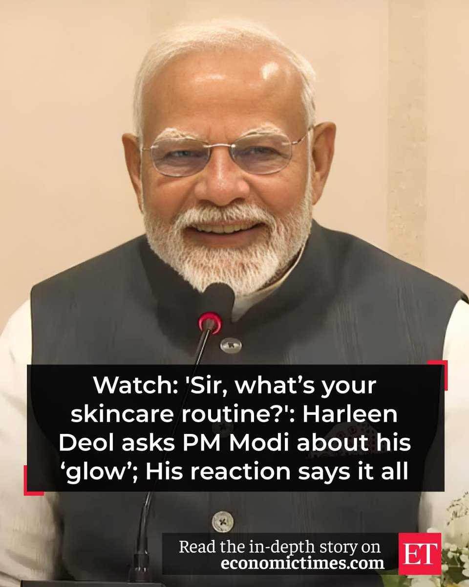 ✨😅 “Sir, what’s your skincare routine?” Harleen Deol’s cheeky question to PM Modi. 

Wow what a question to ask.
But obviously why wouldn’t one glow when you 

👉eat mushrooms from Thailand 🇹🇭 
👉Zero worries
👉Zero responsibilities 
👉Lavish Lifestyle paid by people of India