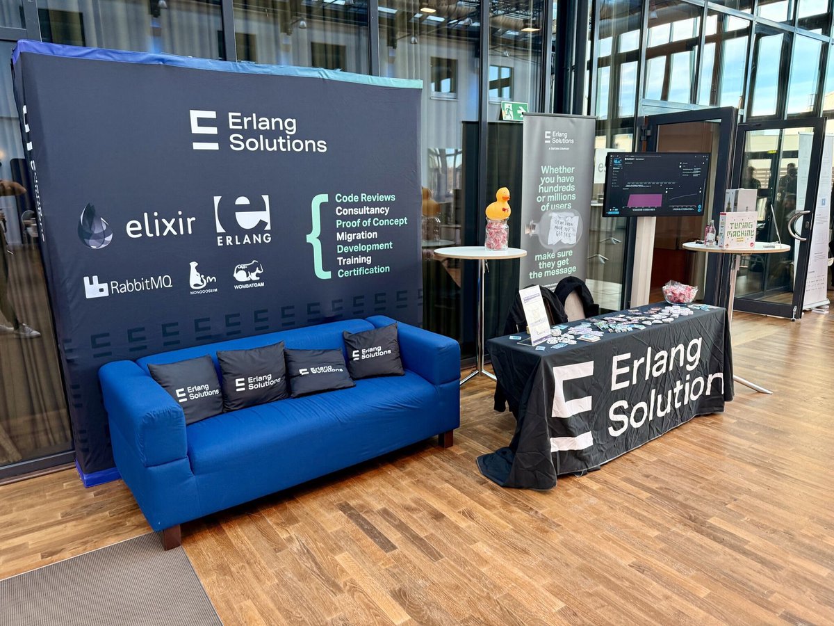 ErlangSolutions's tweet image. Day two of Code BEAM Europe is underway! 🇩🇪

Make sure you pop by our stand where you can:

🌐 Learn about the latest developments on the BEAM
💭 Book a free consultation slot to talk all things security or messaging
🏆 Win some prizes
🥠 And most importantly, discover your BEAM…