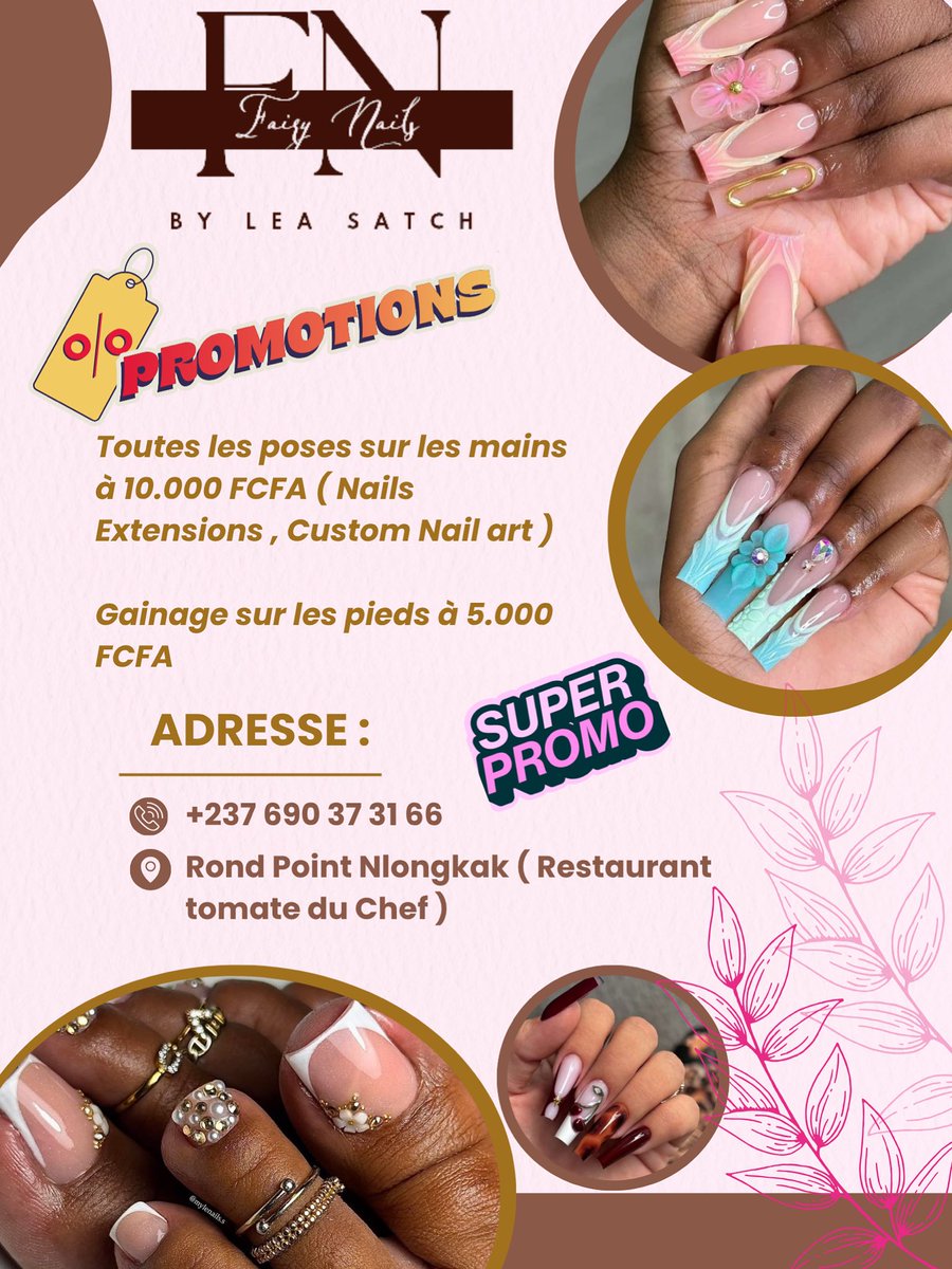 lea_satchouga's tweet photo. Bonjour !!!! Je suis de retour à Yaoundé la capitale 😍😍 profitez de la promotion jusqu’en décembre. Venez sublimer vos ongles chez moi ❤️❤️❤️ https://t.co/OEskIo5GzA