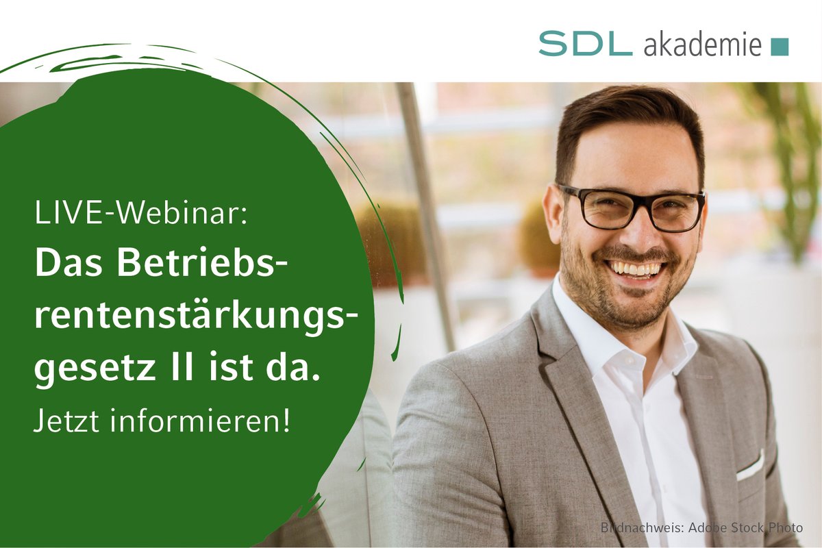 Das #BRSGII bringt ab 2026 wichtige Änderungen für die #bAV. In unserem 4h-Online-LIVE-Seminar erfahren Sie kompakt &amp; praxisnah, was Unternehmen, Berater &amp; Finanzdienstleister jetzt wissen müssen.  ➡️ Weitere Infos: sdl-akademie.de/das-betriebsre…