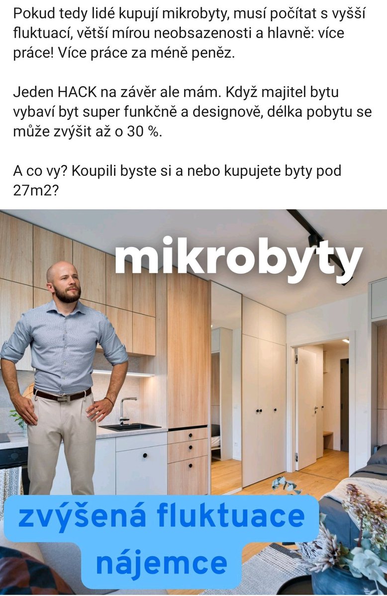 Zajímavý postřeh ohledně microbytů viz foto 

@libpod nám jednou může poreferovat z vlastní zkušenosti!

Já nedokážu posoudit, mám spolubydlení a to má samozřejmě vyšší fluktuaci než standardní byty (operativne náročnější)
