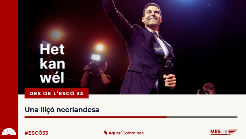 Una lliçó neerlandesa
<a href="/AgustiColomines/">Agustí Colomines i Companys</a> a #Escó33
El discurs general no és de rebuig, sinó de confiança en la capacitat del país d’integrar i d’aprofitar la diversitat. En lloc d’una narrativa de fractura, n’ha construït una de responsabilitat compartida.
➡️mesesquerres.cat/una-llico-neer…