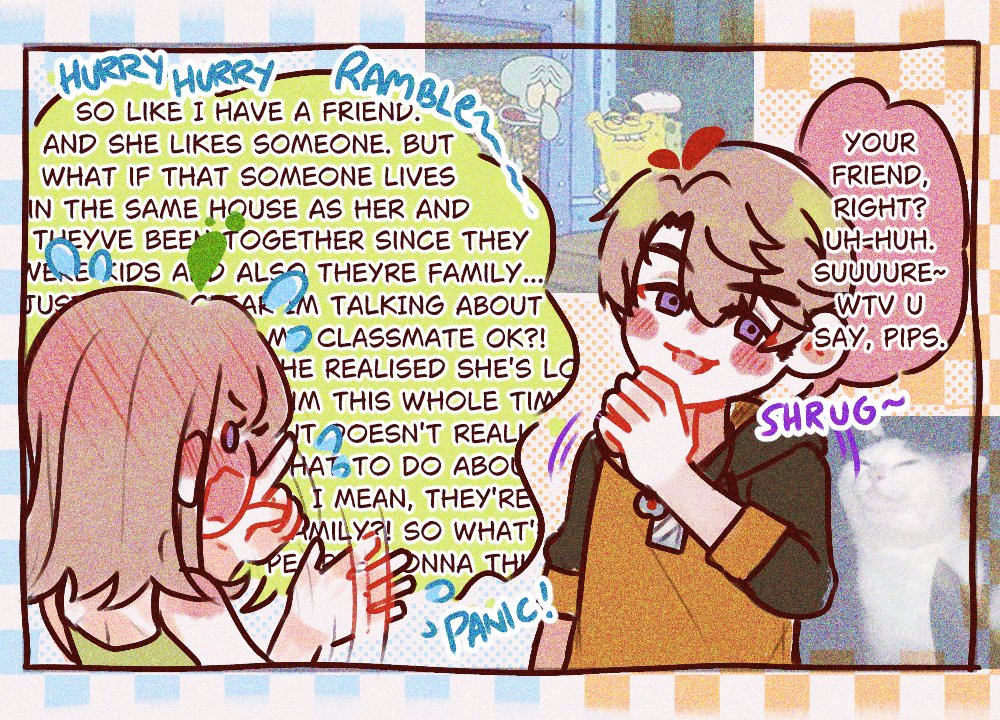 scenario B "So I have a friend"
caleb's very observant of mc but would he notice its about them (probably)