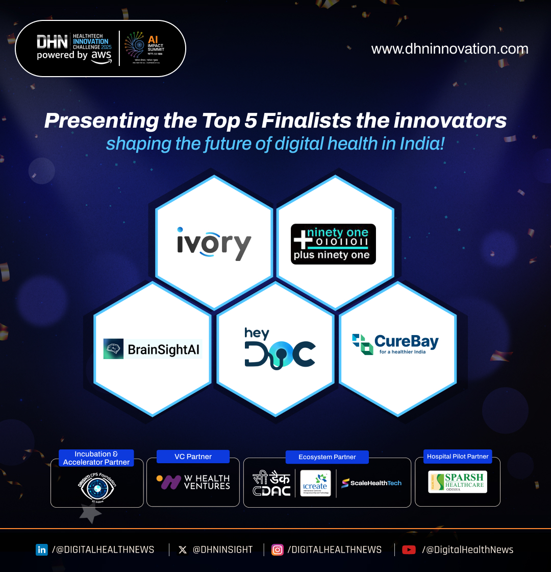 𝗜𝗻𝗱𝗶𝗮’𝘀 𝗠𝗼𝘀𝘁 𝗣𝗿𝗼𝗺𝗶𝘀𝗶𝗻𝗴 𝗛𝗲𝗮𝗹𝘁𝗵𝗧𝗲𝗰𝗵 𝗜𝗻𝗻𝗼𝘃𝗮𝘁𝗼𝗿𝘀 𝗔𝗿𝗲 𝗛𝗲𝗿𝗲!

We’re excited to unveil the 𝗧𝗼𝗽 𝟱 𝗙𝗶𝗻𝗮𝗹𝗶𝘀𝘁𝘀 𝗼𝗳 𝘁𝗵𝗲 𝗗𝗛𝗡 𝗛𝗲𝗮𝗹𝘁𝗵𝗧𝗲𝗰𝗵 𝗜𝗻𝗻𝗼𝘃𝗮𝘁𝗶𝗼𝗻 𝗖𝗵𝗮𝗹𝗹𝗲𝗻𝗴𝗲 𝟮𝟬𝟮𝟱, a powerhouse lineup of startups