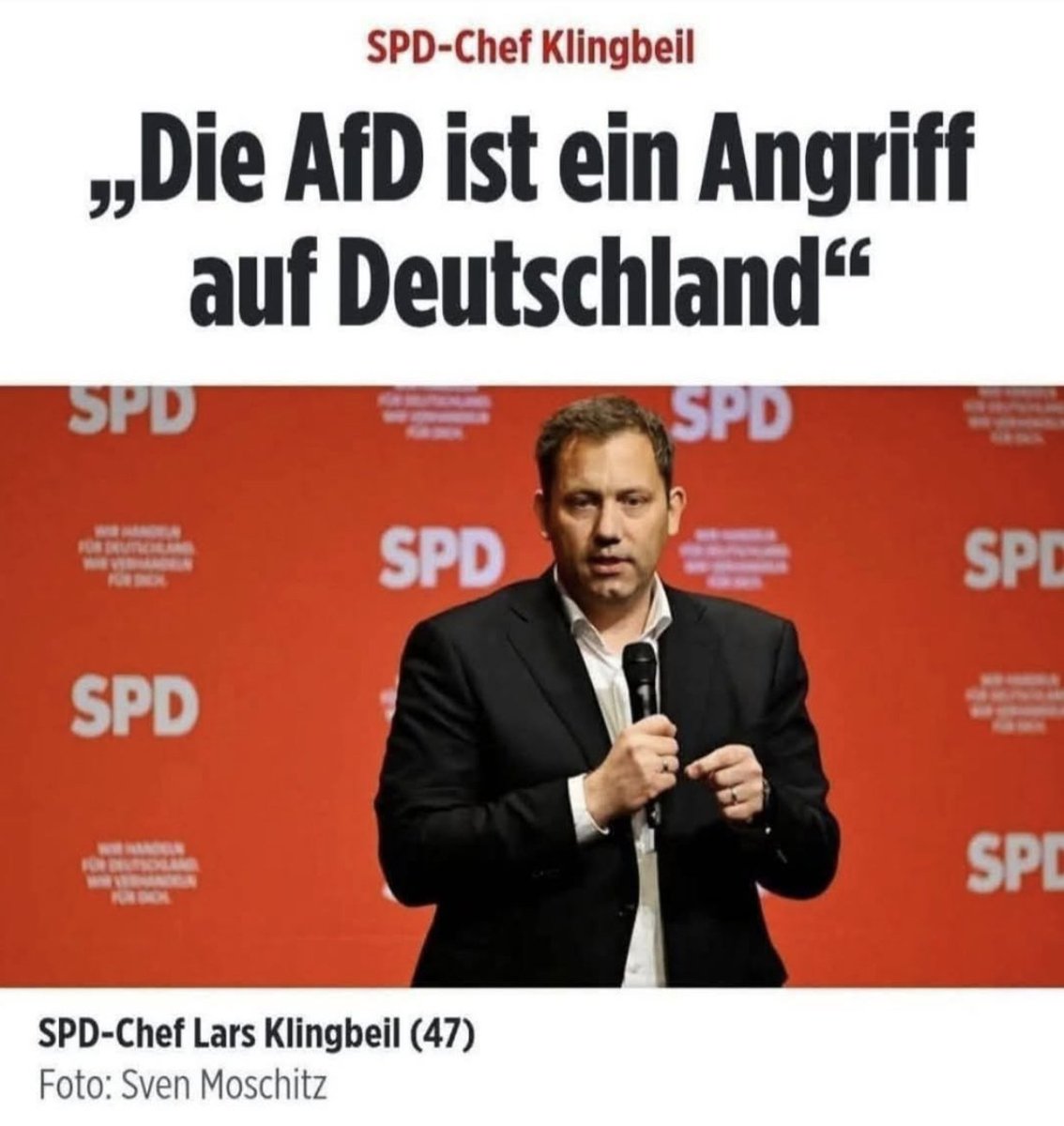 Die Aussage ist korrekt 

Schade allerdings, dass die SPD es in der Hand hat, diesen Spuk ein für allemal zu beenden ..

..UND ES NICHT TUT!

Von daher: 🖕