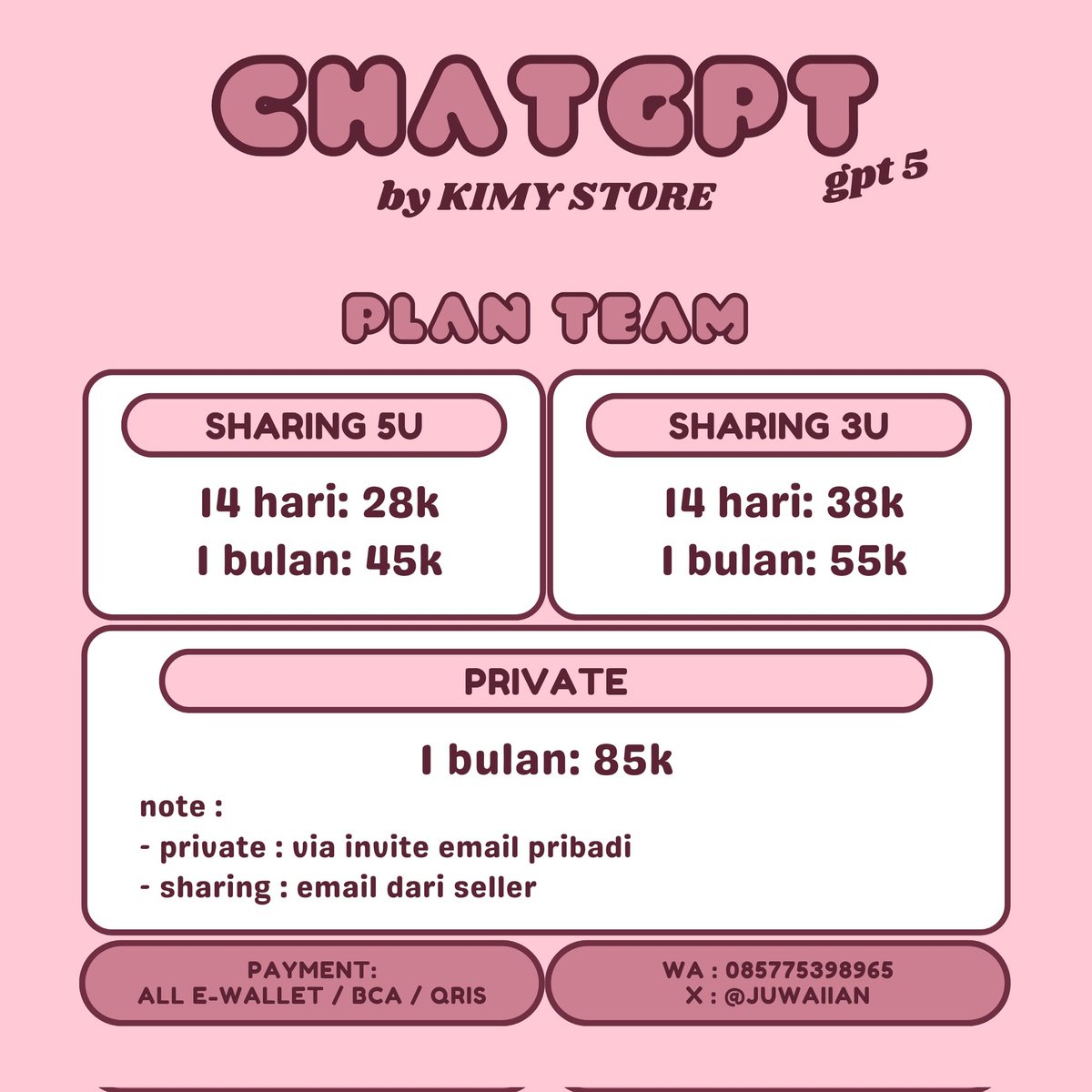 ready chatgpt team/pro

tag wts wtb chatgpt cgpt 5 invite private sharing
#zonauang