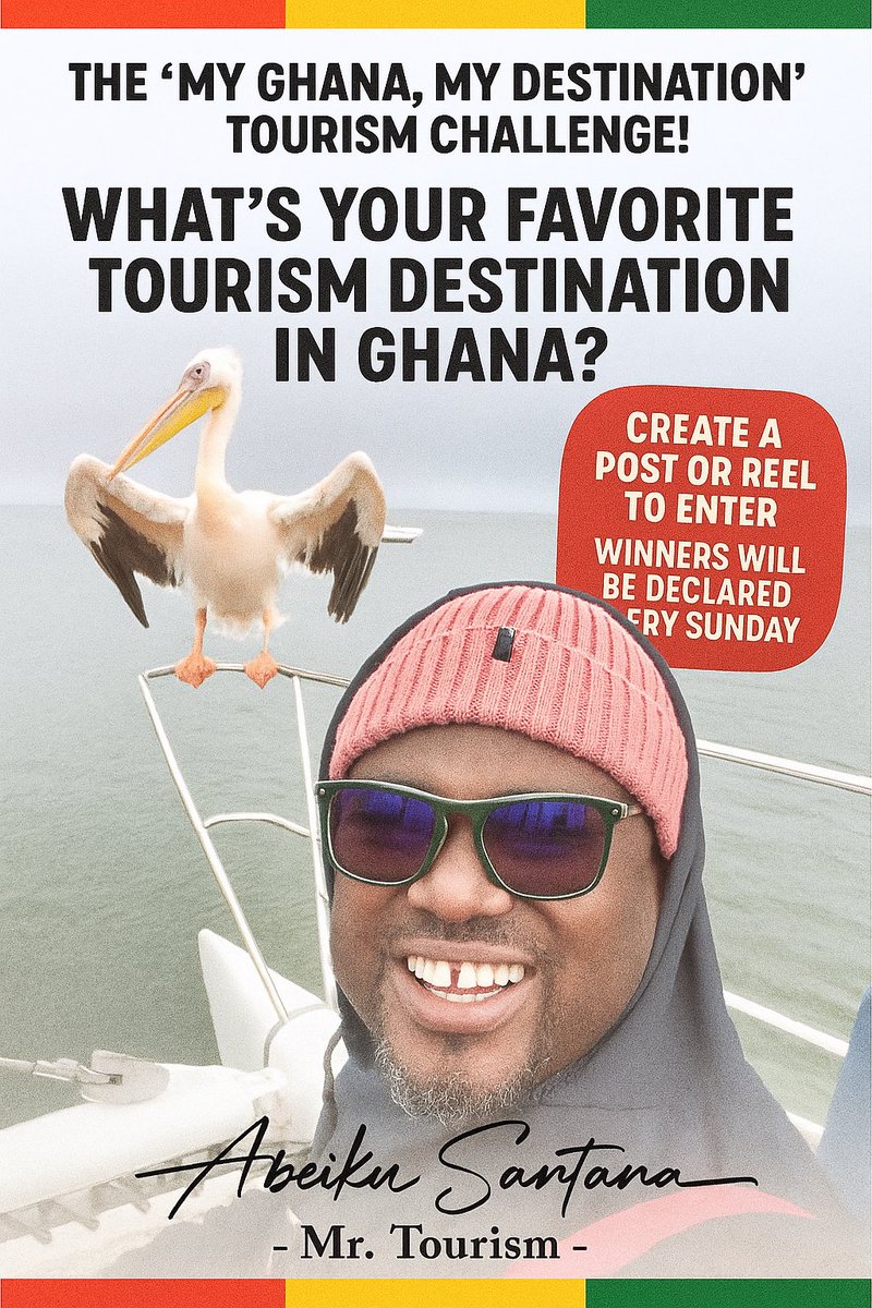 AbeikuSantana's tweet image. 🇬🇭 THE “MY GHANA, MY DESTINATION” TOURISM CHALLENGE! 🌍✨

What’s Your Favourite Tourism Destination in Ghana?

Are you proud of Ghana’s beauty? Do you have that one destination that takes your breath away — from serene beaches to historic castles, waterfalls, mountains, or…