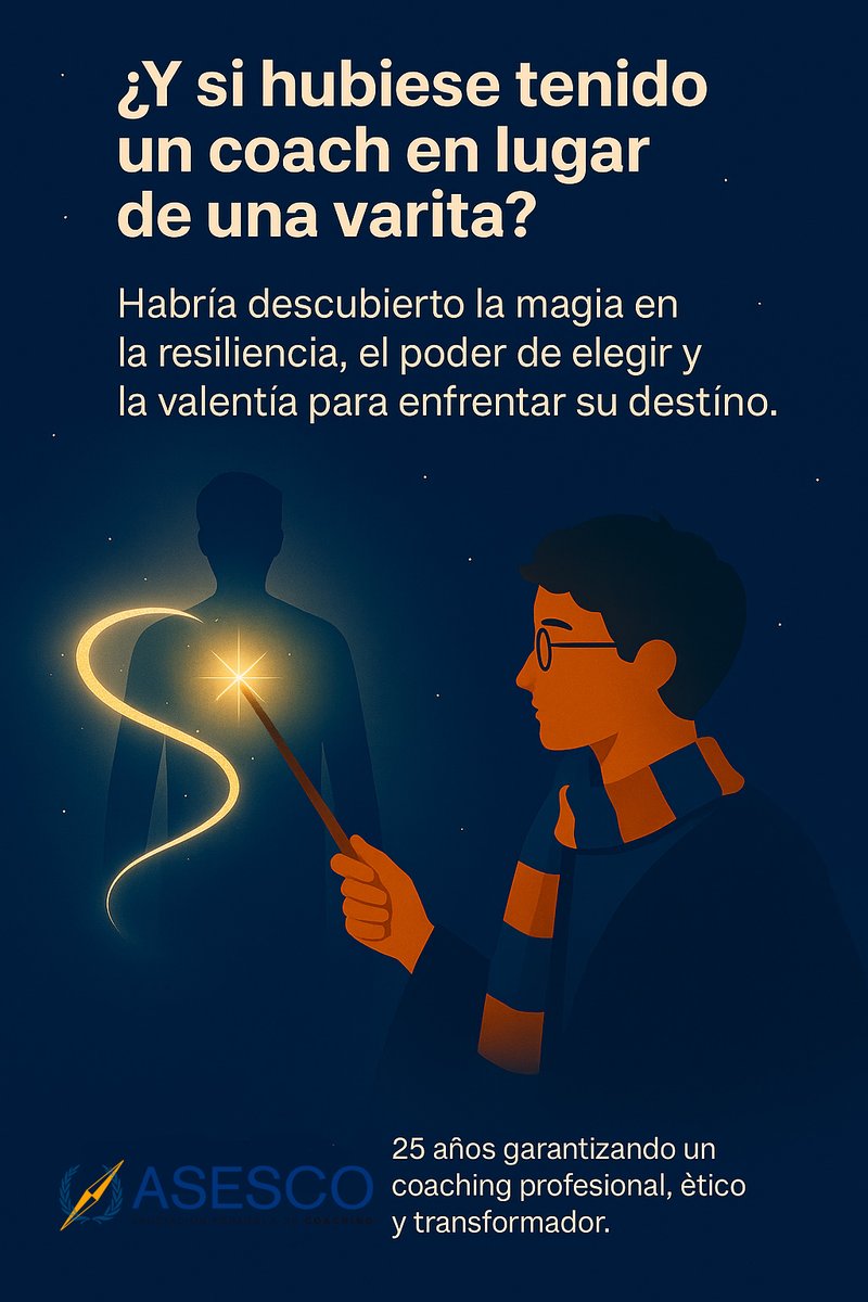 ¿Y si Harry Potter hubiera tenido un coach en lugar de Dumbledore? Habría aprendido que la magia está en su propia resiliencia. El coaching profesional no da varitas, enseña a usar tus herramientas para crecer. #ASESCO 25 años de coaching ético y transformador.