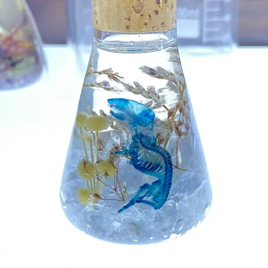 CHIROPTeRE_osk's tweet photo. 通販掲載作品のご紹介

Crystallum様@YTL_specimen 
【フラスコアクアリウム（30 mL）】
 ハツカネズミ × セレスタイト

澄んだセレスタイトの上に佇む、小さなハツカネズミ。
フラスコの中に閉じこめた、小さな空と夢のアクアリウムです。 https://t.co/SFdfIcxUy2