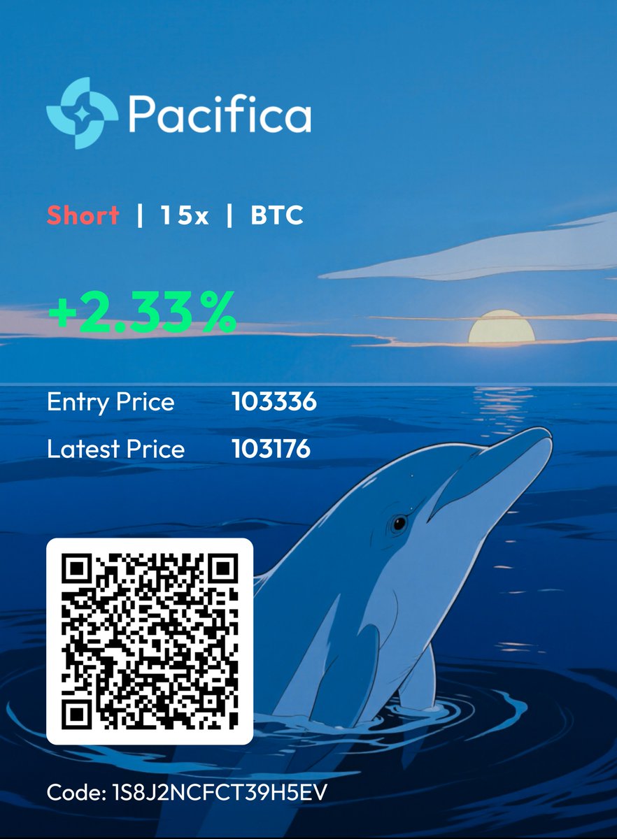 Trade BTC perps on <a href="/pacifica_fi/">Pacifica</a>
Use my referral code: 1S8J2NCFCT39H5EV app.pacifica.fi/trade?ref=1S8J…