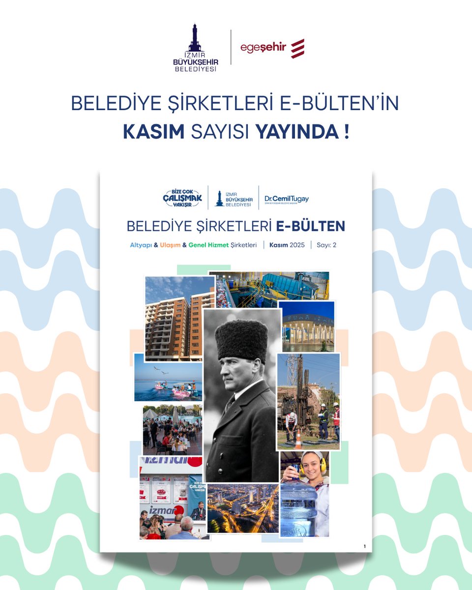 📢 İzmir Büyükşehir Belediyesi Şirketleri E-Bülteni’nin Kasım Sayısı Yayında!
📖 Bülteni okumak için: 
urli.info/1iU2x