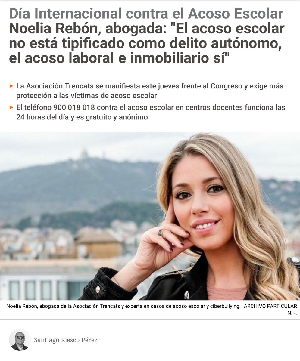 Es Día Internacional contra la Violencia y el #AcosoEscolar, incluido el #ciberacoso.
Estamos con todas las niñas y niños que han sido y siguen siendo víctimas de #bullying, BASTA YA‼️
Concentración por una ley contra el acoso escolar en Madrid 
Frente al <a href="/Congreso_Es/">Congreso</a> de los