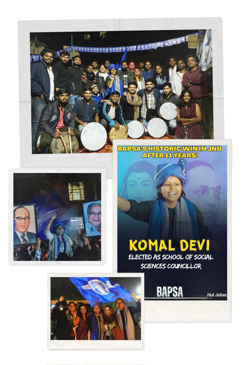 DineshKama2's tweet photo. Congratulations Komal for winning 
JNUSU student elections 

Long live to #BAPSA 
@BAPSA_JNU https://t.co/YT9dKTkdZe