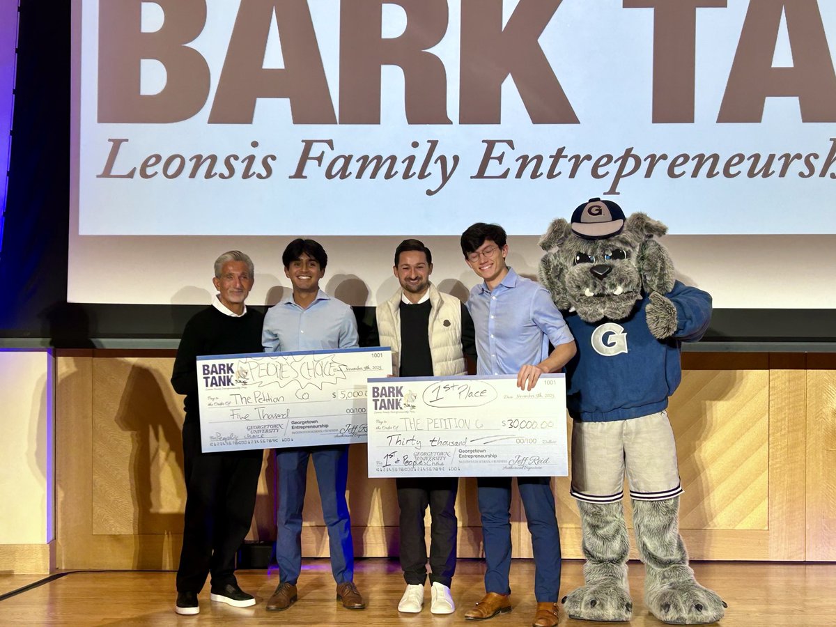 TedLeonsis's tweet photo. Congratulations to the winner of this year’s @Georgetown University #BarkTank pitch competition, The Petition Co.!
 
Every year, Bark Tank reinforces the power of entrepreneurship when it’s driven by purpose… and this year was no exception.💡
 
Huge kudos to all the finalists for your ideas and dedication. You’re a true inspiration. #HoyaSaxa