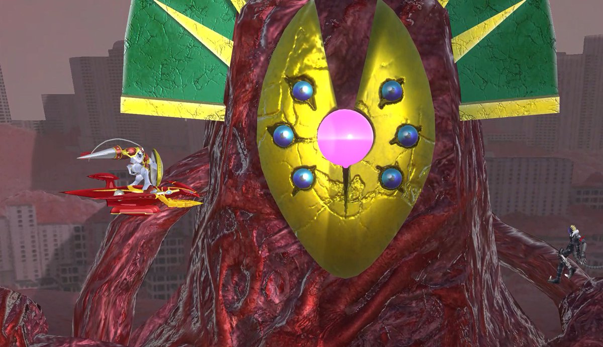 DRA_Remake's tweet image. In ultra, Gallantmon is assisted by Grani to freely fly across the stage. Pressing guard makes him break any projectile around him with a shield, and his down special is enhanced to Yuggoth Blaster, firing a laser helped by tracking gold projectiles!

#projectdigimon #gallantmon