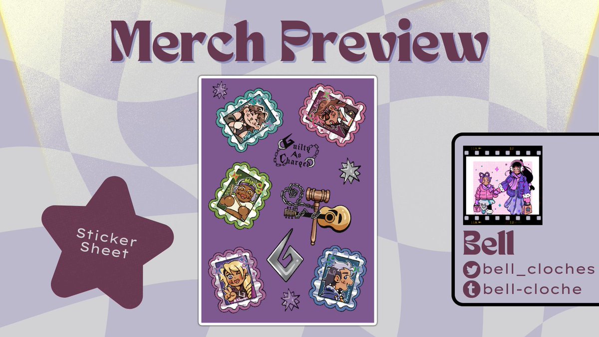 🎶 PREVIEWS 🎶

You won't need to be a super star to show off with this super sticker sheet— featuring all of your favorites, it's sure to shine on any surface! This one comes from our super star of the day, Bell!

🎶Preorders: guilty-as-charged.bigcartel.com
✦ <a href="/bell_cloches/">Bell</a>  .ᐟ