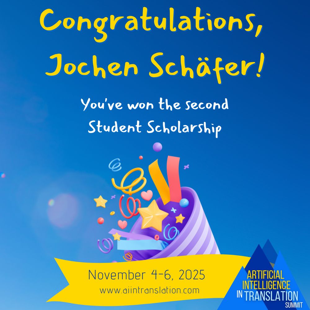 techforword's tweet image. Congratulations, Jochen Schäfer! You’ve won a Power Pack (value: €149) 🥳

Scholarships will be awarded to students who participate actively in the Summit community.

xl8.link/StudentScholar… 👈

So, what are you waiting for? 🤓

#TranslationSummit #xl8 #AI