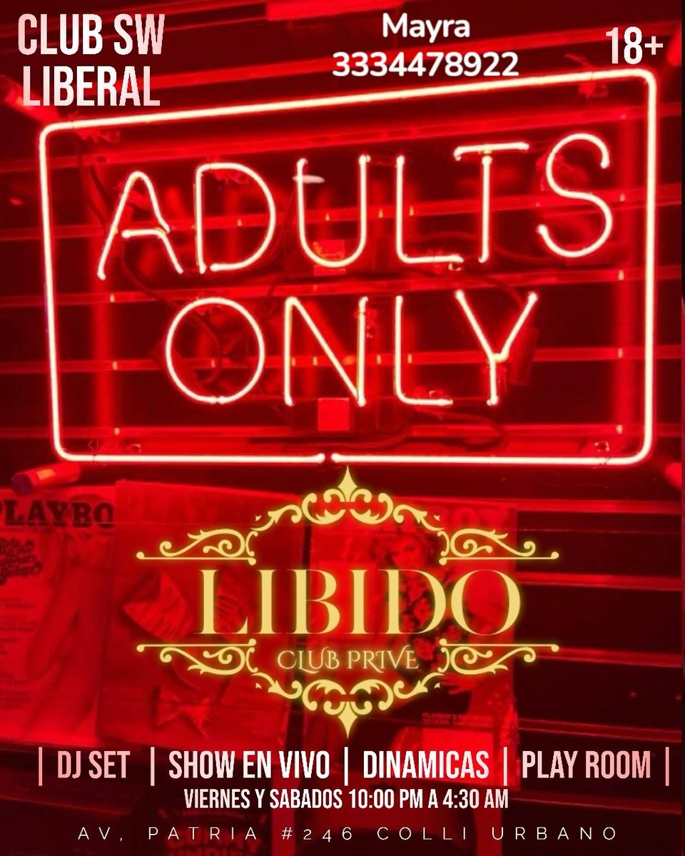 Reserva este fin de semana y ven a pasarla 😁 
Disfruta de una noche de pasión, compartamos de todo este 
viernes hora Zero
$ 1000 barra libre por pareja o single
Show de Stripper 
Sábado concurso de catrinas
Cover $400
Consumo mínimo $600
Show erótico 
Stripper
Dinámicas