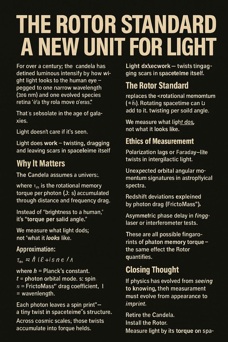MillArModel's tweet image. #MillarCosmologicalModel
Retire the Candela.  Let&apos;s see the light.