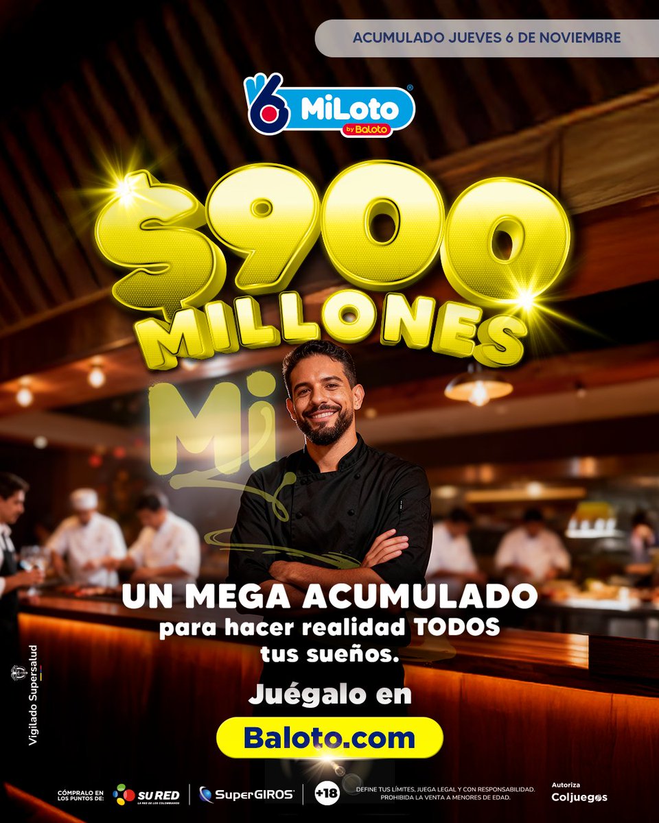 Baloto_Colombia's tweet photo. ¡$900 millones hoy pueden ser tuyos! . 💸 💫 Un clic, una jugada, y MiLoto puede cambiarlo todo. 🚀
🎯 Juégalo fácil y rápido en https://t.co/xOdcbWwSzR
#MiLoto #ElQueMásCae #GanasDeGanar #AcumuladoMillonario #SueñosGigantes #SuerteQueTransforma https://t.co/Wc0usVNC3I