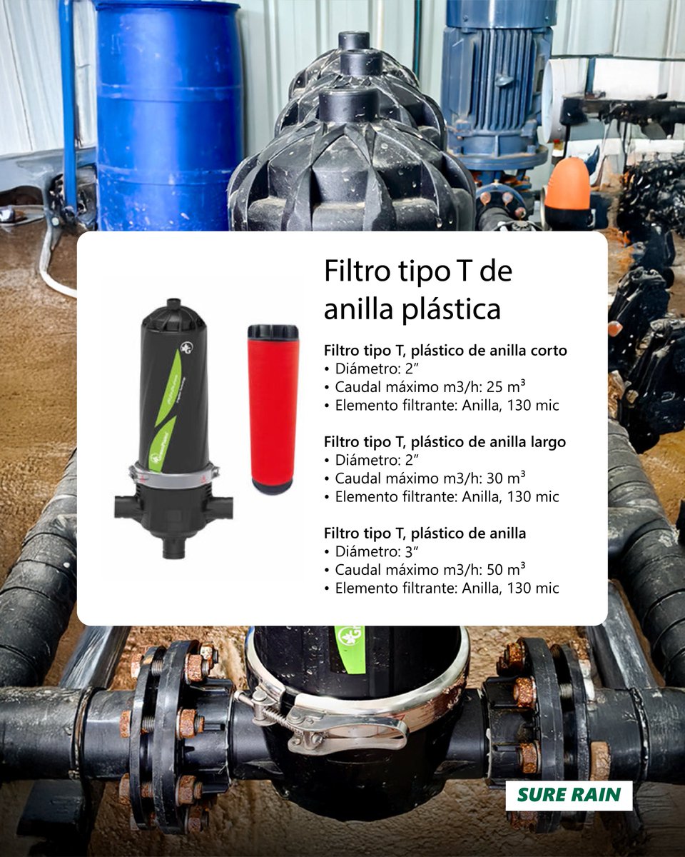 SureRain's tweet image. Filtros de anilla plástica y de malla metálica GREENPLAIN💦

👉 Filtro tipo T de anilla plástica
Medidas: 2" y 3"

👉 Filtro tipo T de anilla metálica
Medidas: 2" y 3"

👉 Filtro doble cuerpo corto y largo  plástico de malla y anillas
Medidas: 3"