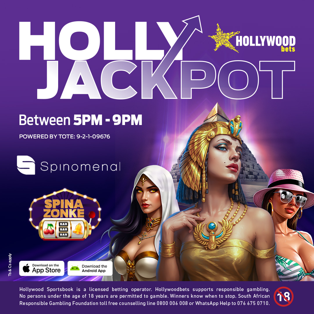 Hollywoodbets's tweet photo. Double your chances to win in the thrilling Spina Zonke Holly Jackpot! 💥

Every spin boosts the prize pool—so make every bet count!

Play Story of Medusa, Trojan Tales, and more for your shot at 100% of today’s jackpot.

Bet R2 or more on selected Spinomenal slots to qualify!

#HWBTWT #HollyJackpot