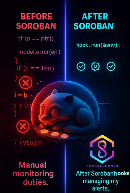 Neha_Mathankar's tweet image. Before Soroban: Debugging chaos and sleepless nights 😩
After Soroban: Automation, peace, and perfect alerts 💤
One hook to rule them all.
#Web3Dev #SorobanHooks #Automation #Stellar