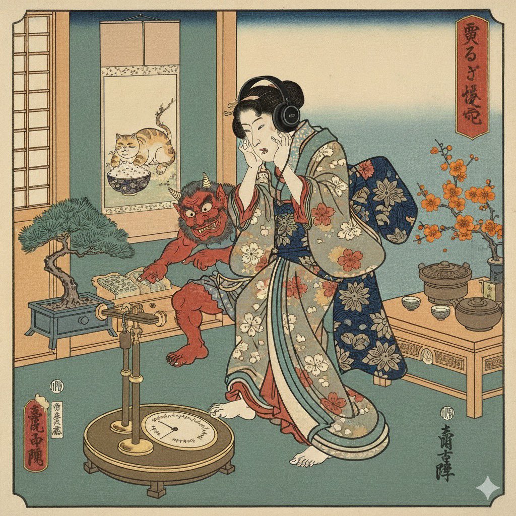 健康診断が近いのに暴飲暴食を続けていて体重計に乗るのが怖い江戸庶民