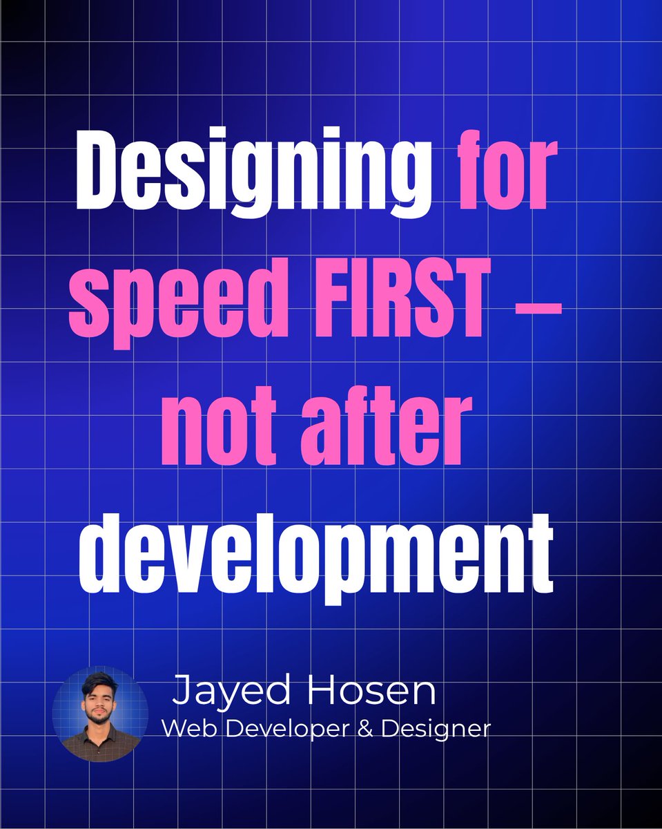imjayedhosen's tweet image. Design for speed first — not after development.

Speed isn’t a “final touch.”

It’s a foundation for UX, SEO &amp;amp; conversions.

Fast websites win.
Slow websites lose.
Simple.

Plan speed before you build — not after.

#WebDevelopment #PageSpeed #WebDesign #JayedHosen #FrontendDev