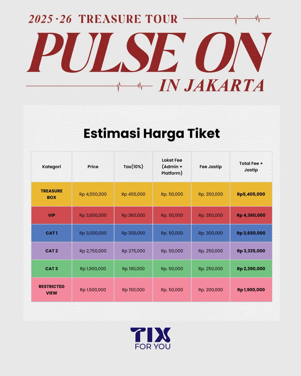 tixforyouID's tweet photo. Kita open jastip/jaswar!

Fee, T&amp;C &amp; estimasi total harga ada di slide

Baca dulu, feel free skip kalau ga cocok 🤝

#TREASURE #jakarta https://t.co/iU61SsR2Dj
