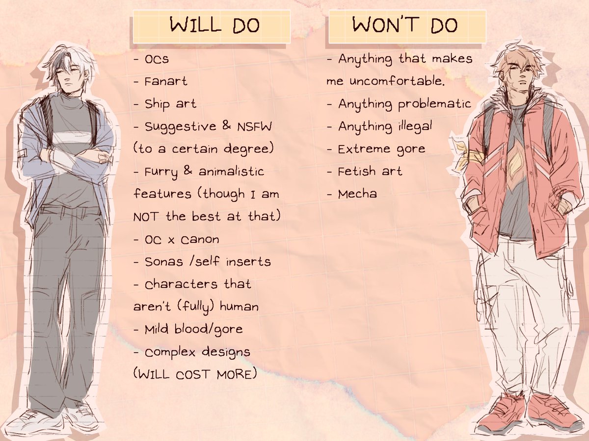 COMMISSIONS ARE OPEN💥💥
I’m a college student now, meaning I need money to pay for all sorts of things- If you’d like to support me, maybe consider commissioning me 😁🥹 
You can DM me on insta or here regarding comms!
RTs are greatly appreciated!! Thank you all!