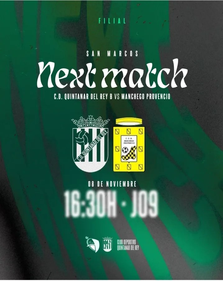 El sábado a las 16:30 ,visitamos el San Marcos ,para medirnos al Quintanar Del Rey " B", en lo que será la novena jornada de liga.
Queremos seguir sumando puntos!!
AÚPA MANCHEGO!!
💛🖤