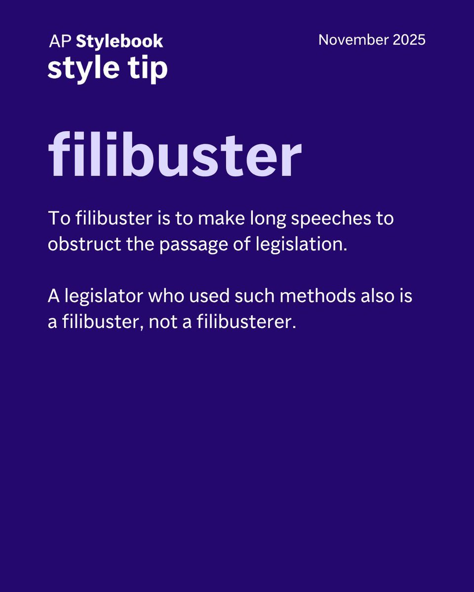 To filibuster is to make long speeches to obstruct the passage of legislation. 
A legislator who used such methods also is a filibuster, not a filibusterer. 

apnews.com/article/filibu…