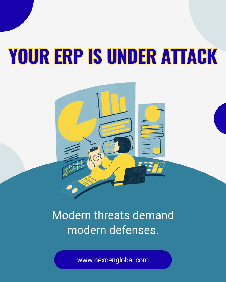 NexCenGlobal's tweet image. Your ERP is under attack - and the game has changed. 

Zero-day exploits, AI-driven phishing &amp;amp; cloud gaps mean you can’t wait. 

Secure the foundation. 

#erpsecurity #cybersecurity