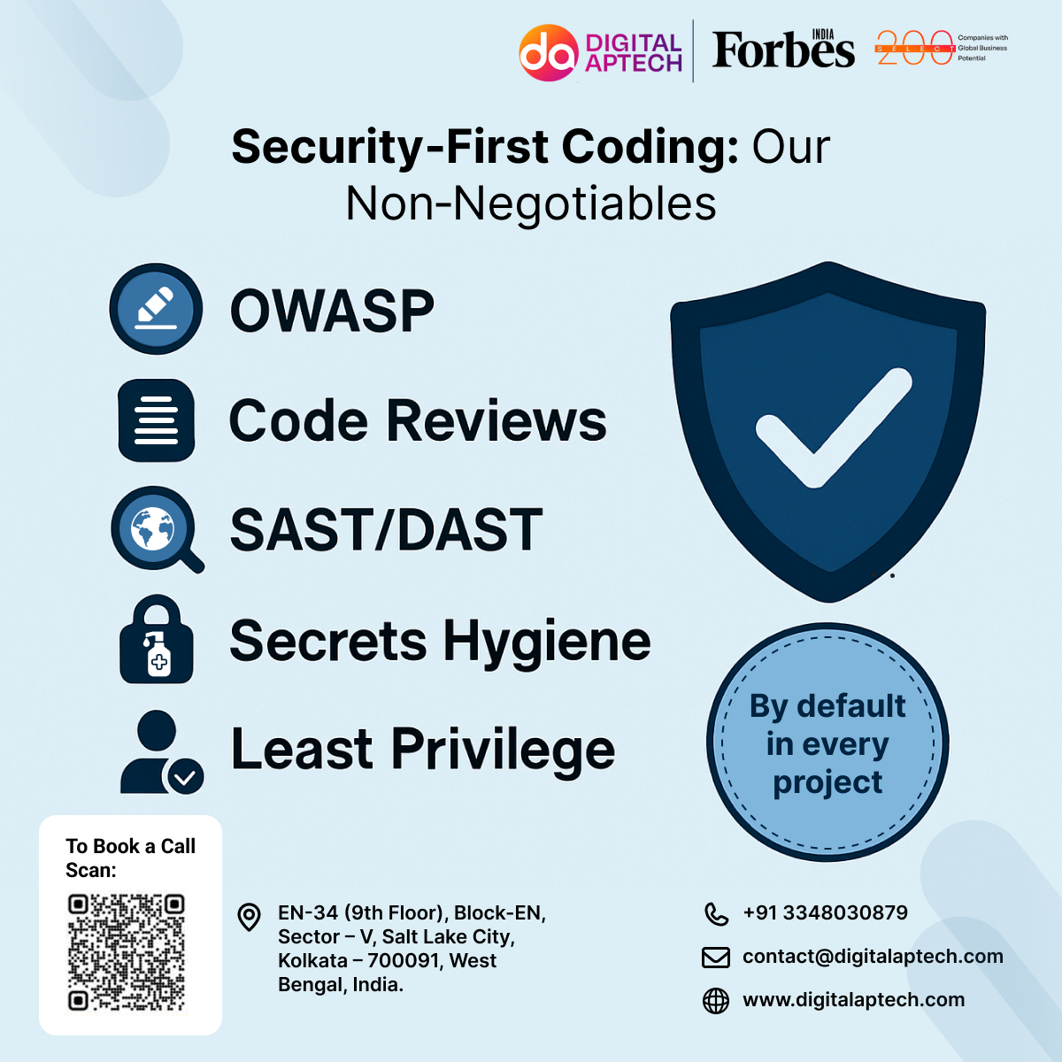 DigitalApTech's tweet image. Security isn’t optional—it’s built in. At Digital Aptech, we code securely with OWASP standards, code reviews, and SAST/DAST to keep your business protected.
#CyberSecurity #SecureCoding #OWASP #AppSecurity #DataProtection #CodeReview #SAST #DAST #DigitalAptech #SecurityFirst