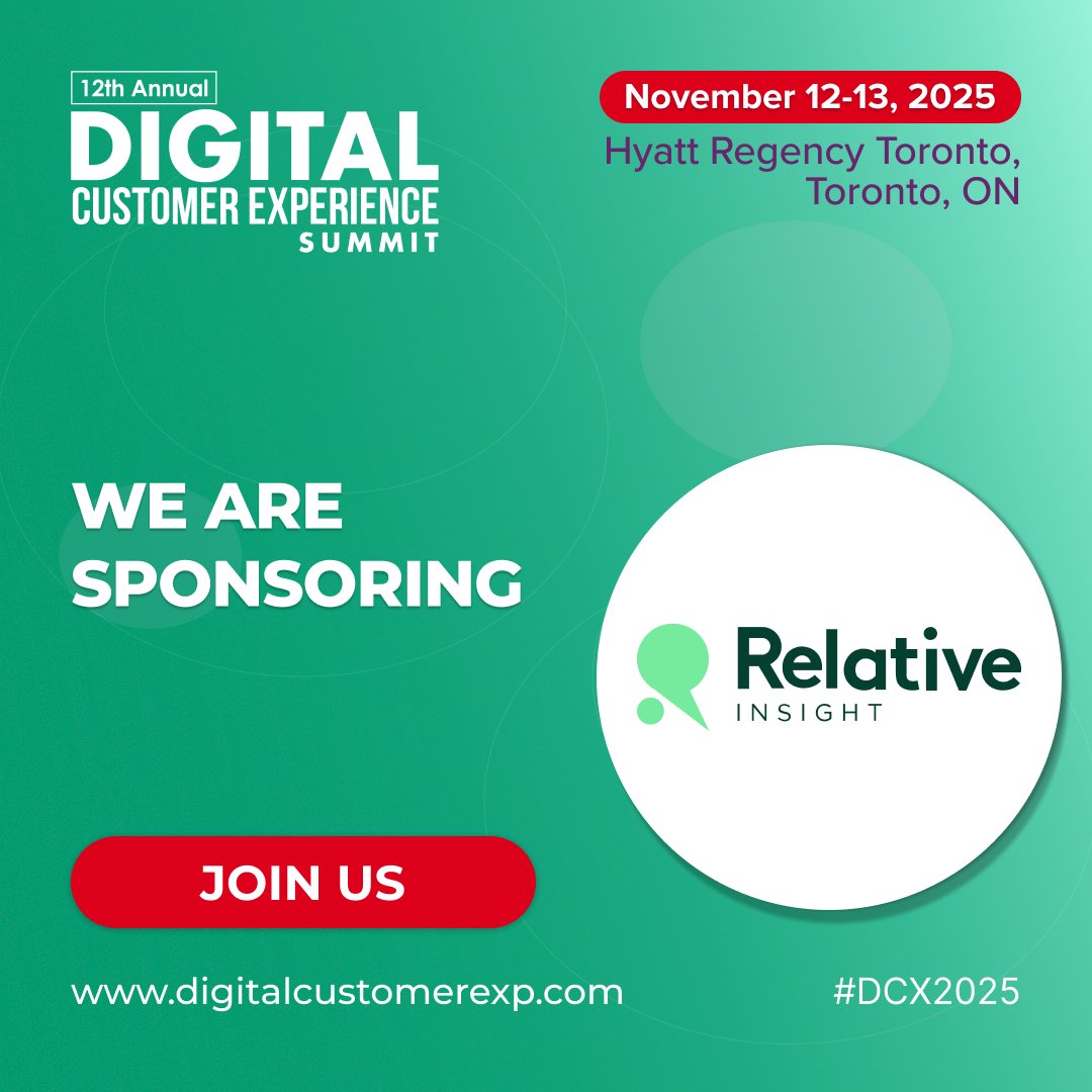 RelativeInsight's tweet image. We’re heading to Toronto for #DCXSummit! Catch James Cuthbertson &amp;amp; Megan Lukitsch on “Mixing VOC Analytics with Journey Orchestration to Drive Higher Performance.”

And stop by our booth to meet Marcus, Georgie &amp;amp; Rachel! 👋