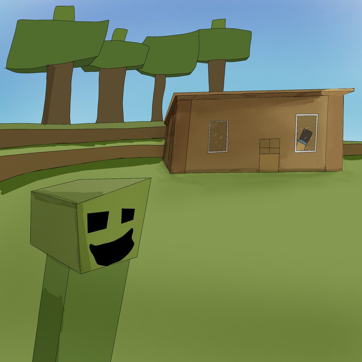 CubeDrawing's tweet image. That one creeper in morning: