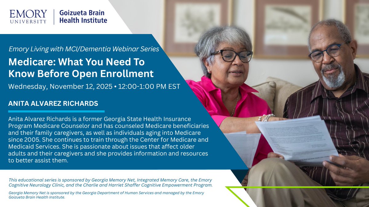GaMemoryNet's tweet image. Join us on November 12 at 12 PM for an informative session on upcoming changes to Medicare Advantage programs in 2026. Whether you're new to Medicare or considering changes, we'll cover everything you need to know! #MedicareUpdates #OpenEnrollment

zoom.us/j/92169139023