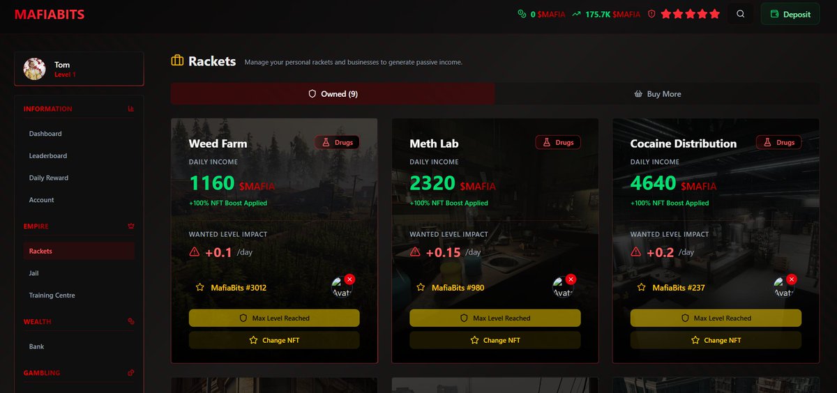 If you're not playing <a href="/MafiaBits/">MAFIA</a> yet, why the hell not?

I'm currently earning 175k $MAFIA a day. That's over $50 a day at current market cap, for playing a game.

Madness!
