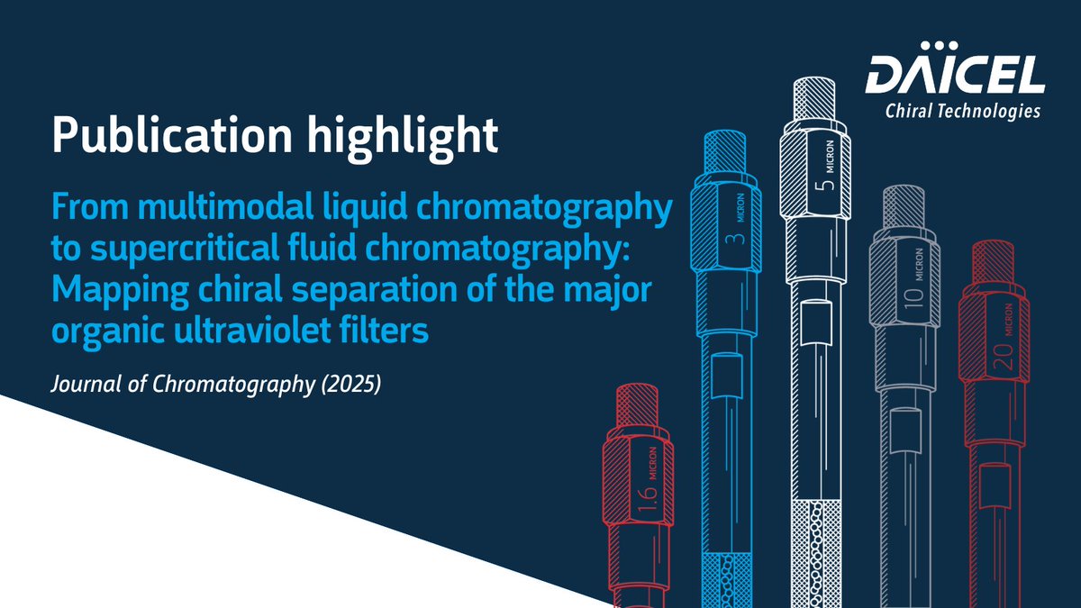 ChiralTech's tweet image. New study co-authored by Dr. Weston Umstead highlights how LC &amp;amp; SFC with Daicel’s polysaccharide-based CSPs enable advanced chiral analysis of UV filters.

🔗 sciencedirect.com/science/articl…

#ChiralChromatography #SFC #LC #SeparationScience