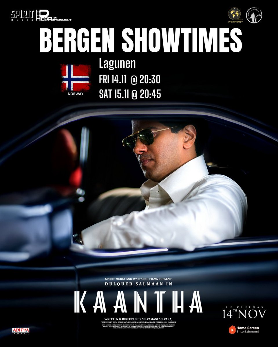 #Kaantha – A grand Tamil period saga featuring Dulquer Salmaan, Rana Daggubati, P. Samuthirakani, and Bhagyashri Borse. Directed by Selvamani Selvaraj. Get ready for an epic cinematic journey! 🎥 #Bergen

A <a href="/PuthiriFilms/">Puthiri Entertainment</a> Release #Norway 

#WayfarerFilms #SpiritMedia