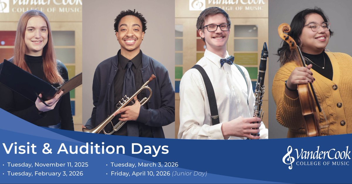 ⚠️ Final Chance to Register ⚠️

Join us NEXT WEEK, Tuesday November 11, 2025!
📅 More Visit &amp; Audition Days:
February 3, 2026
March 3, 2026
April 10, 2026 – Junior Visit Day

Register now! hubs.la/Q03RTkz00

#vandercook #futuremusiceducator #collegeaudition #musicmajorlife